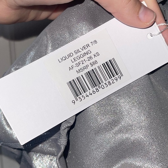 NWT ALLFENIX Anthropologie Liquid Silver Metallic High Rise 7/8 Leggings XS - Picture 5 of 8